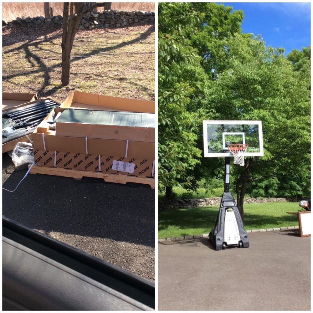Assemble a basketball hoop in Easton