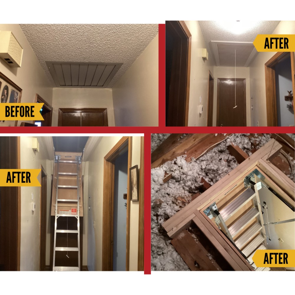 Attic folding ladder installation in Olathe