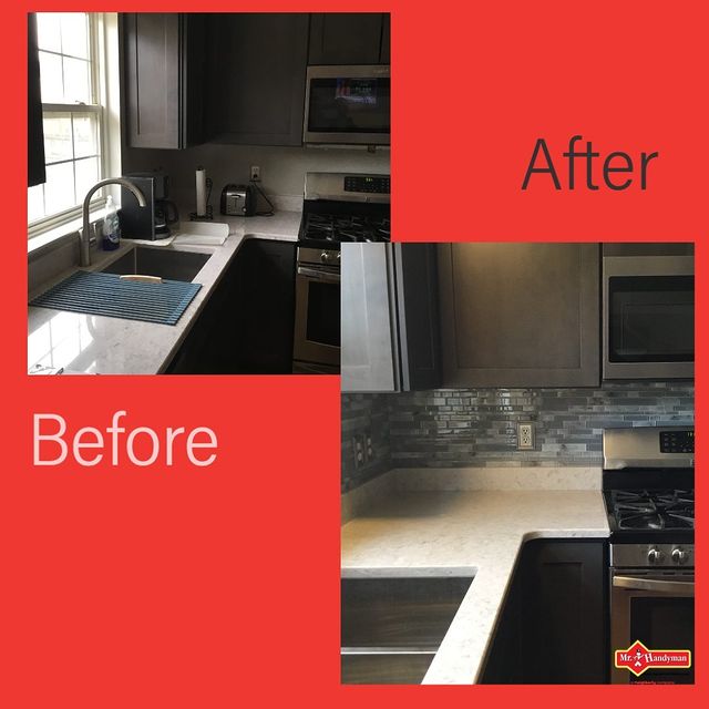 Backsplash Installation before and after.