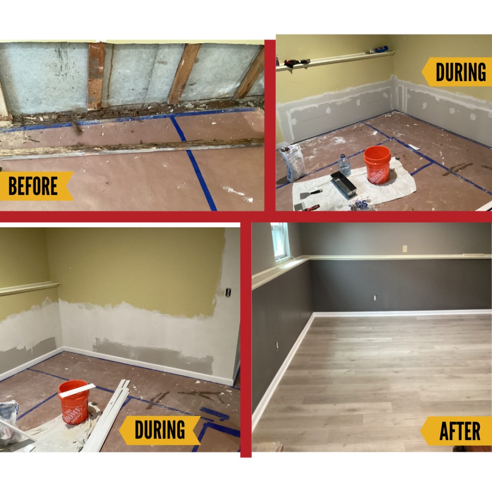 Basement drywall repair, trim and paint in Olathe