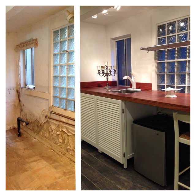 Basement to kitchenette transformation.