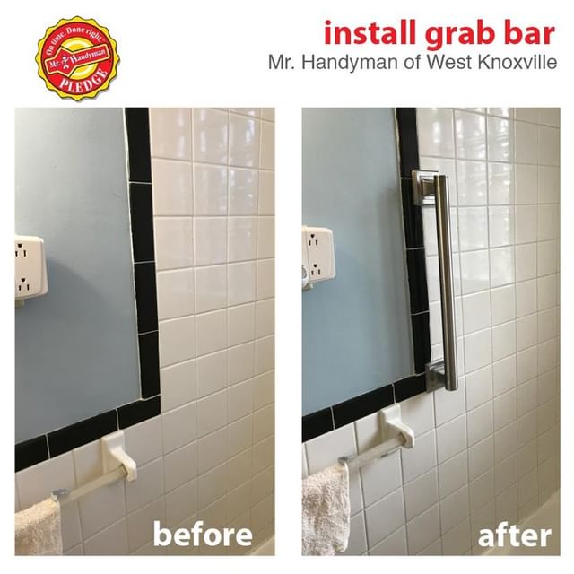 Accessibility bar added to bathroom mirror