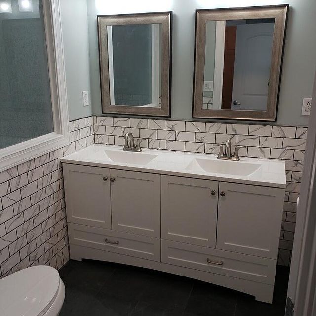 Bathroom with double vanity sink