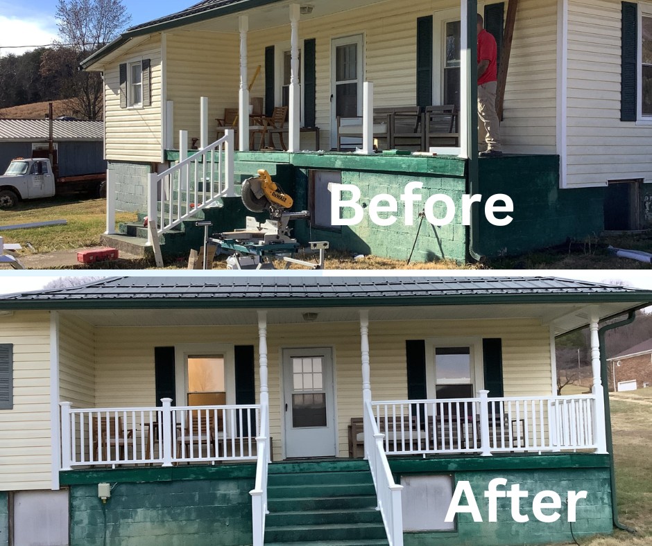 Before and After Porch Railing