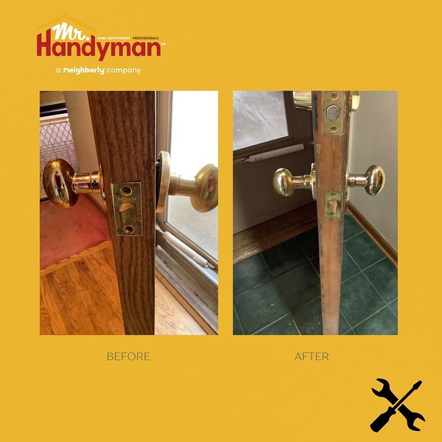 Before and after a doorknob repair