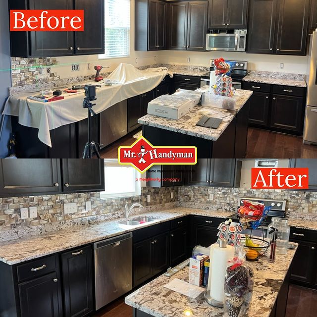 Before and after kitchen remodel.