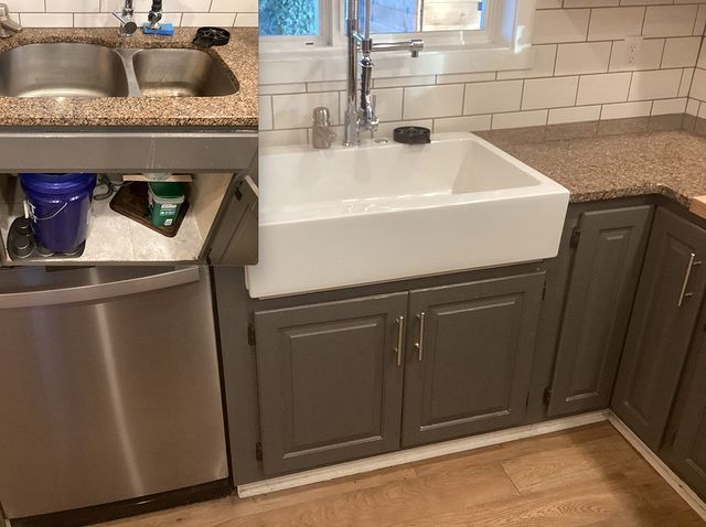 Before and after kitchen sink.