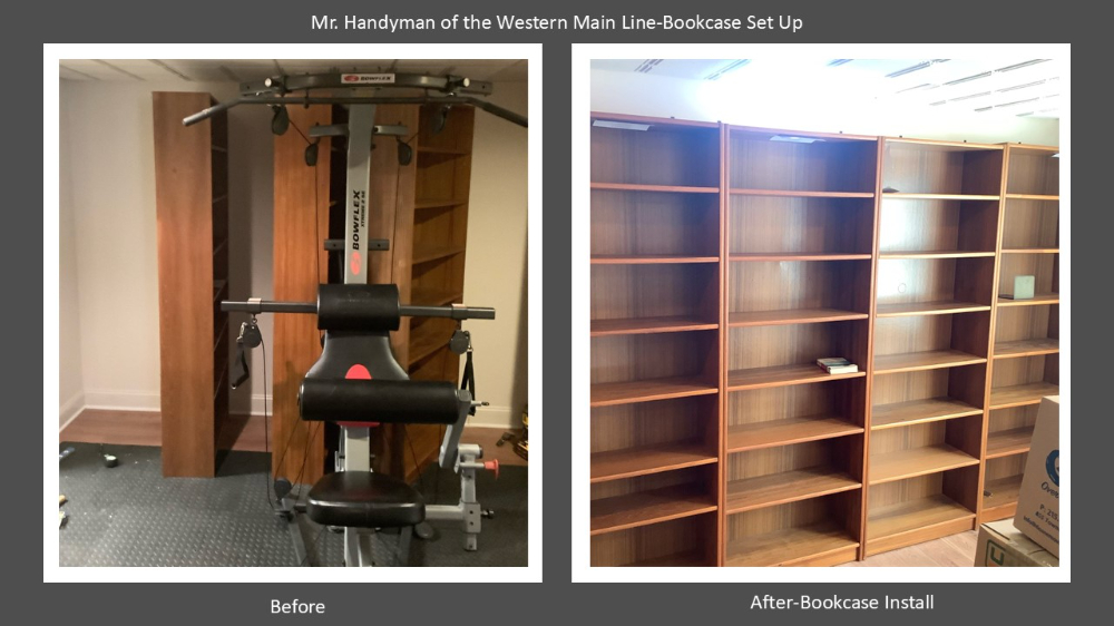 Bookcase Install Exton, Pa Chester County