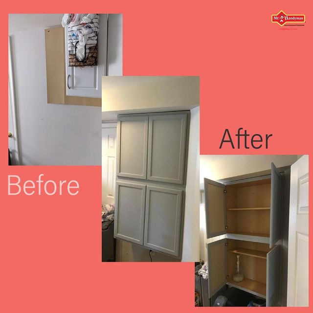 Before and after of cabinet install.