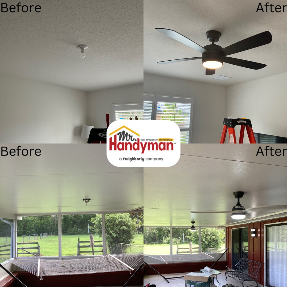 Ceiling fan installation.