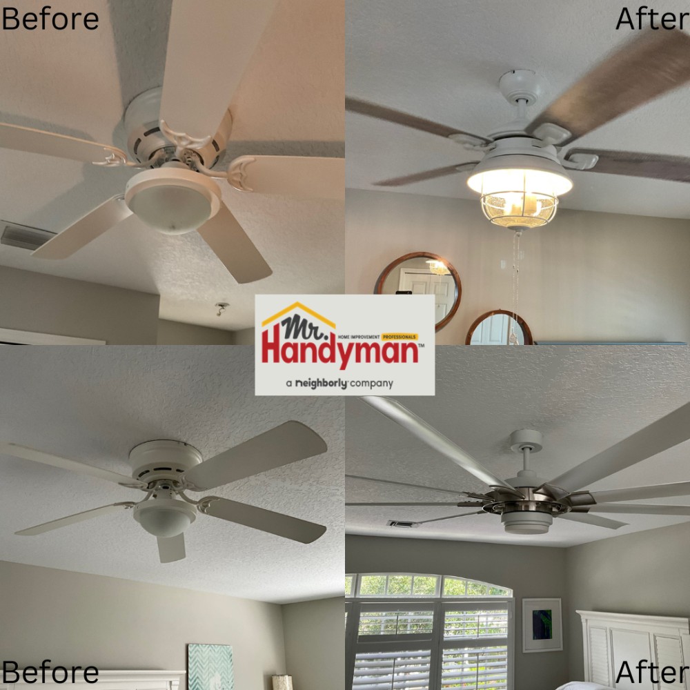 Ceiling fan installation.