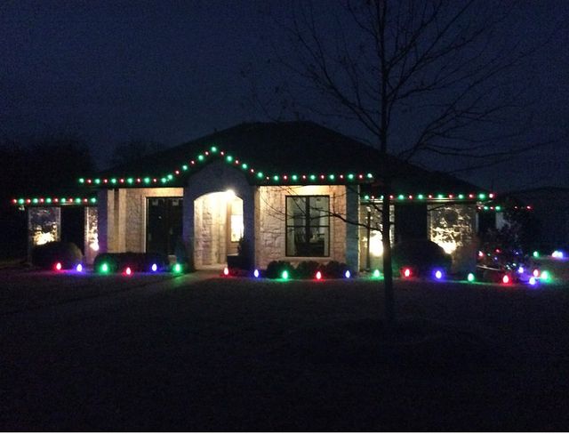 Exterior house with christmas lights