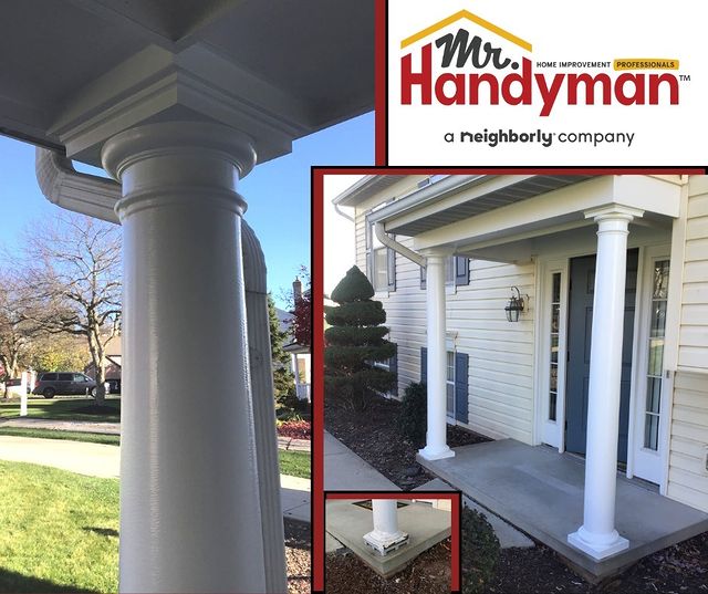 Before and after of columns base repair