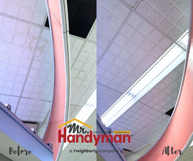 Before and after commercial tile ceiling repair