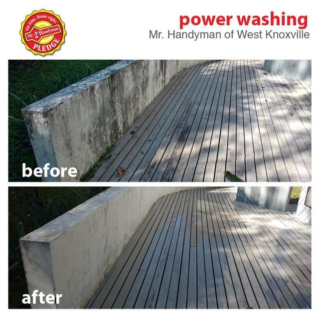 Before and after concrete powerwashing