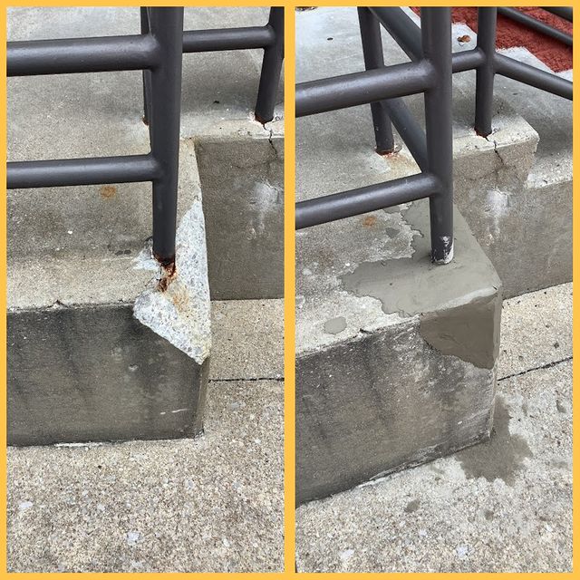 Crumbling concrete before and after