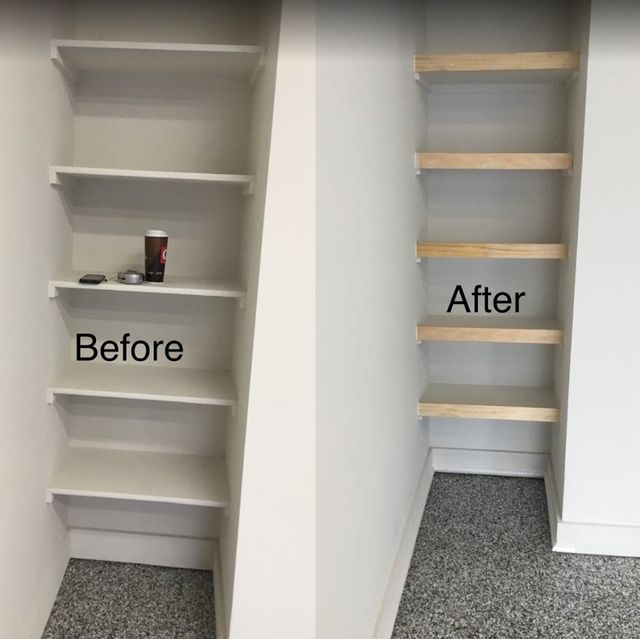 White Shelving before and after.