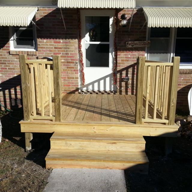 Outdoor wooden deck.