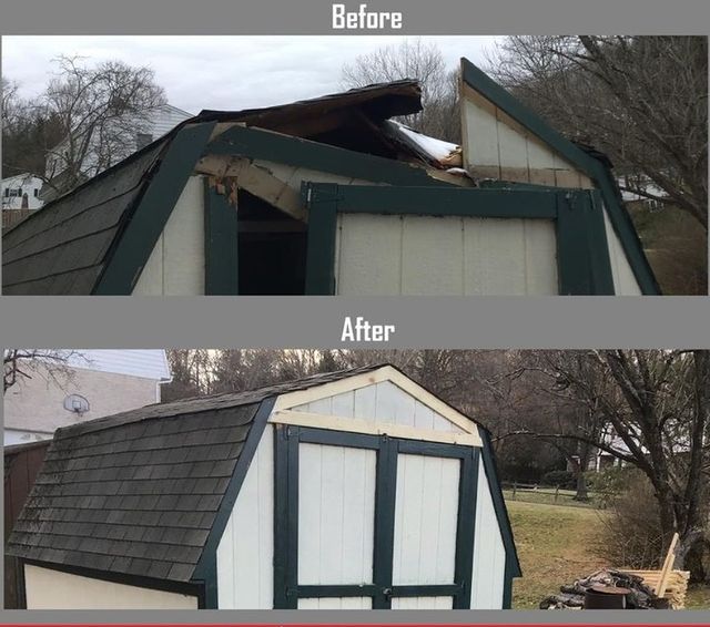 Before and after of shed repair