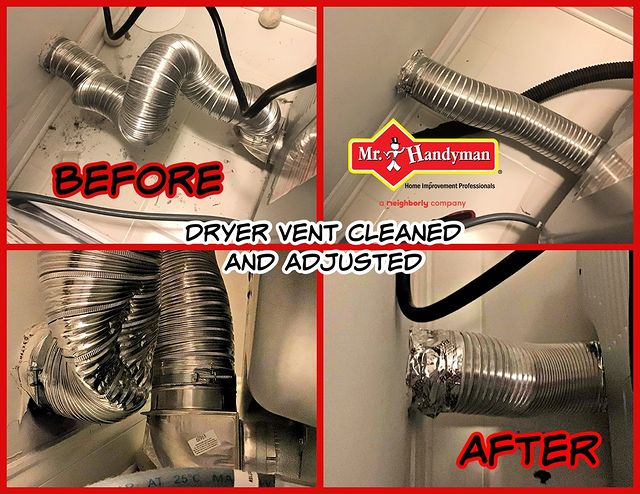 Dryer vent adjustment before and after