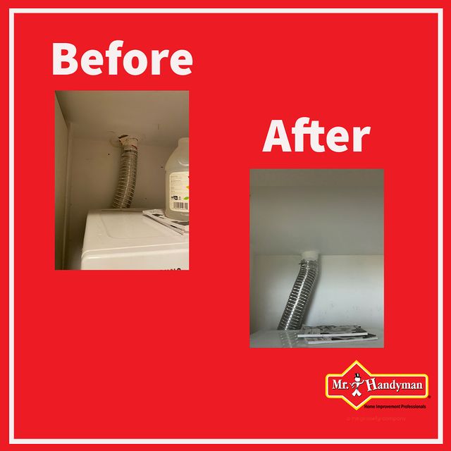 Before and after of drywall repair.