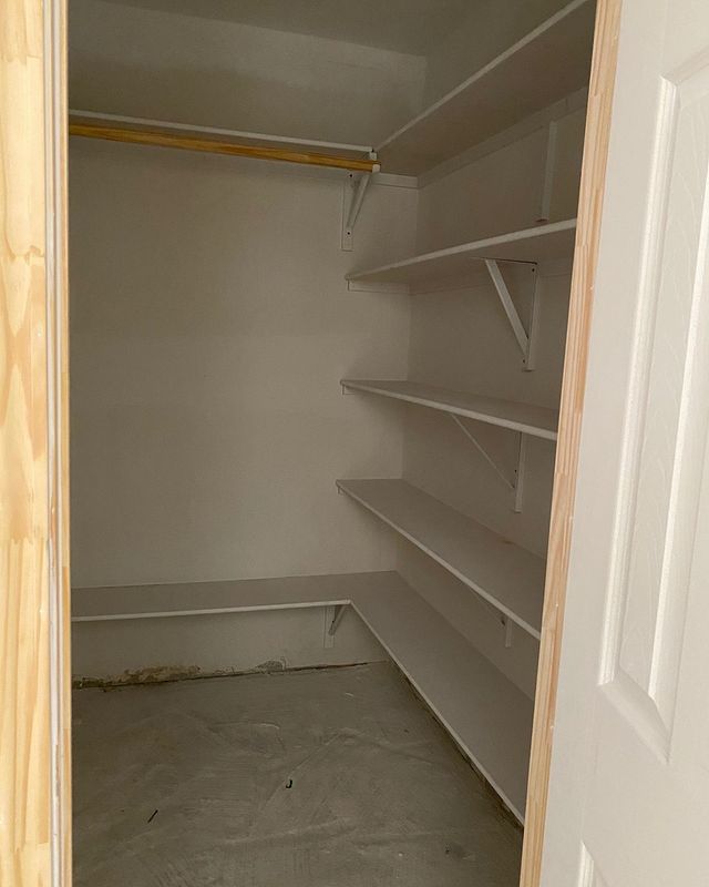 Closet shelves during remodel.