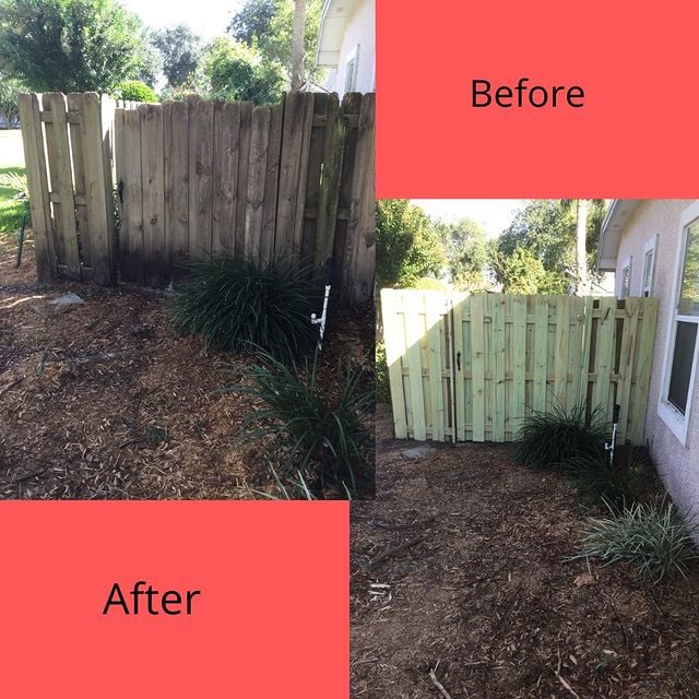 Broken fencing is skillfully repaired
