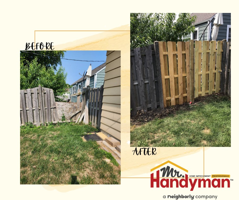 Fence repair and addition of swing gate