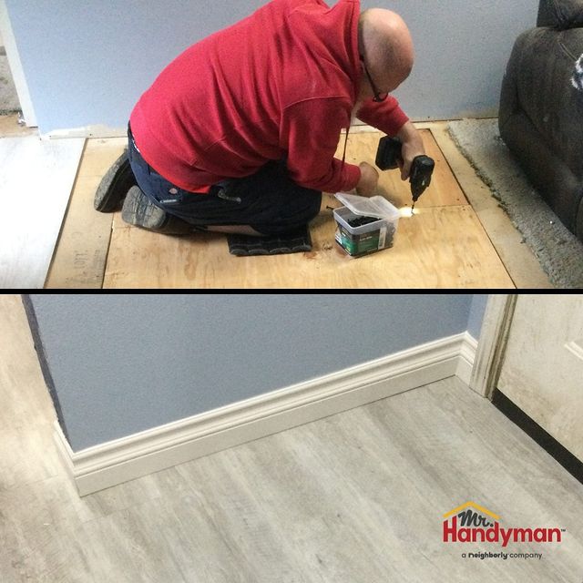 During and after of a floor installation