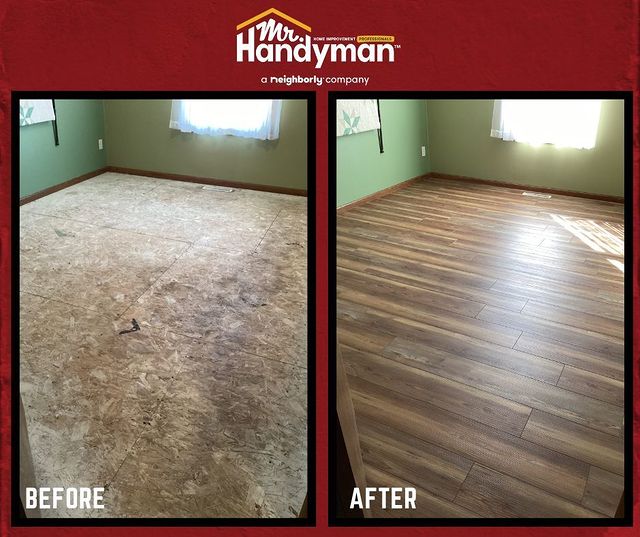 Flooring before and after.