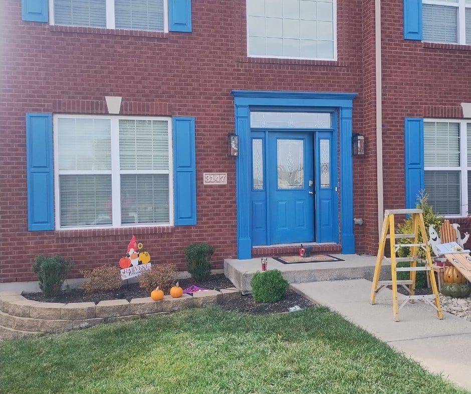 Fresh paint on shutters & front door