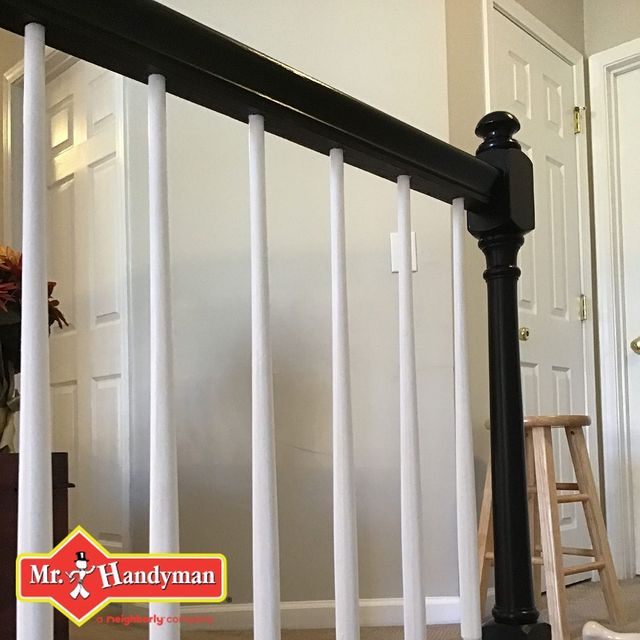 Freshly stained handrail done with perfection