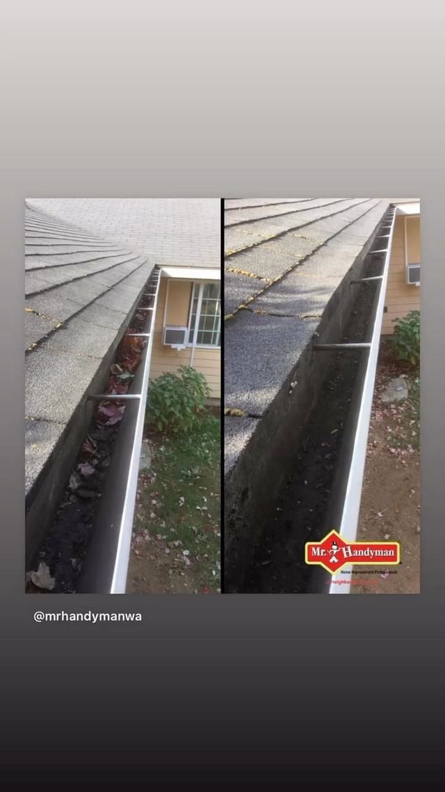 Before and after a gutter cleaning