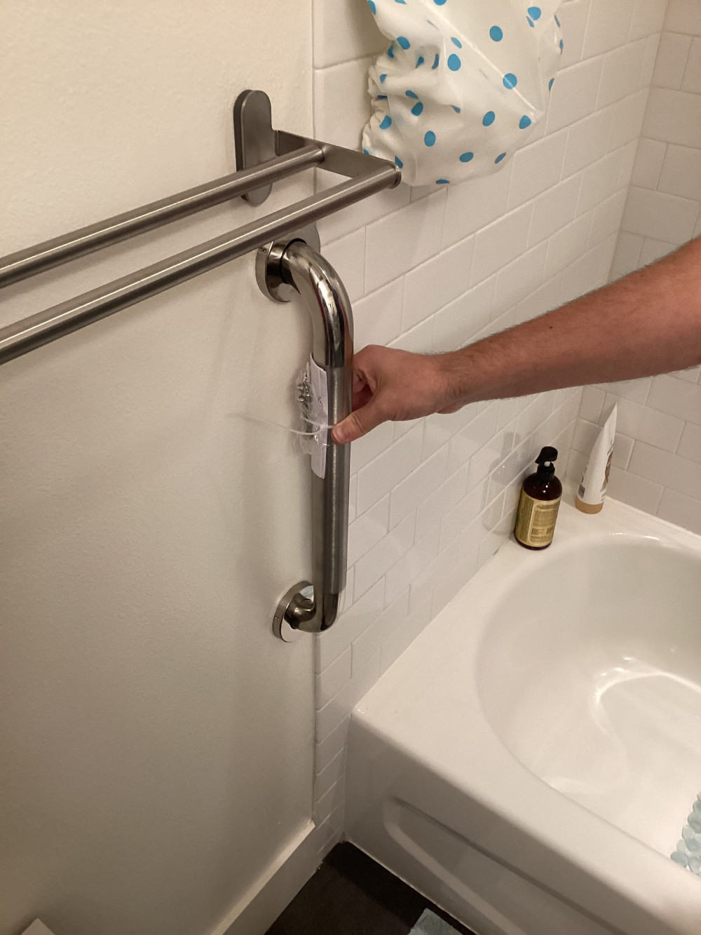 Hand rail for towel rack