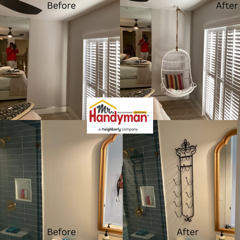 Hung indoor swing and towel rack.