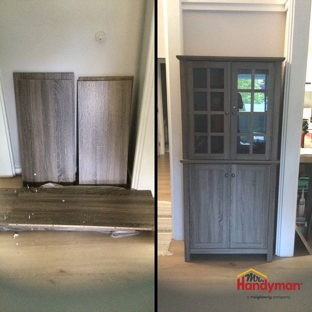 Before and after of a hutch assembly