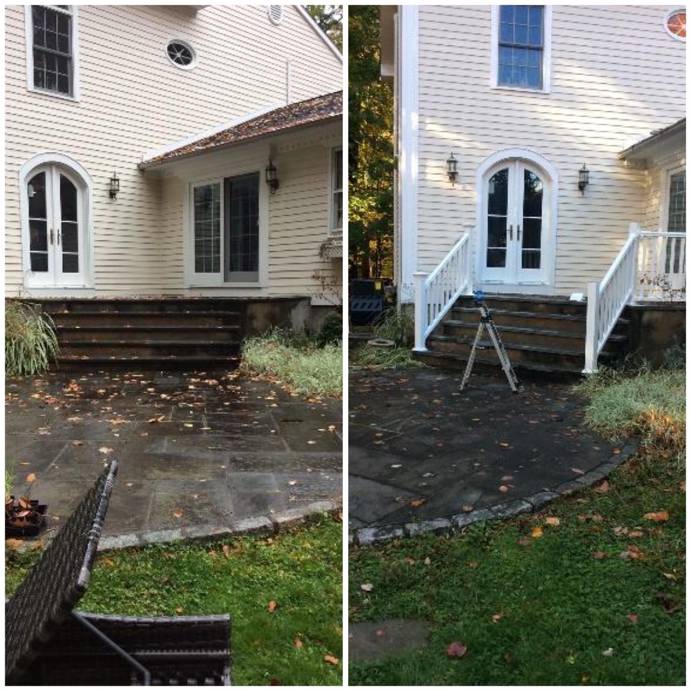 Install railings on bluestone stairs in Trumbull