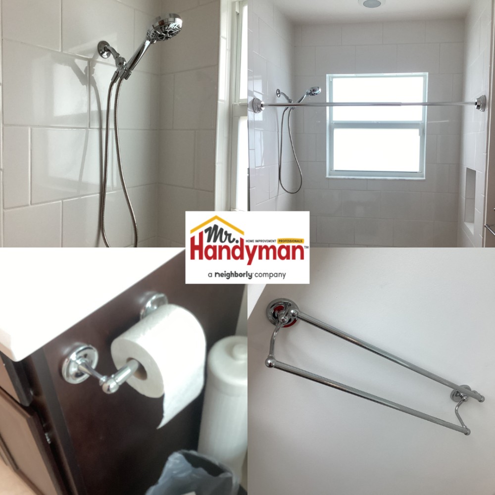 Installed bathroom accessories.