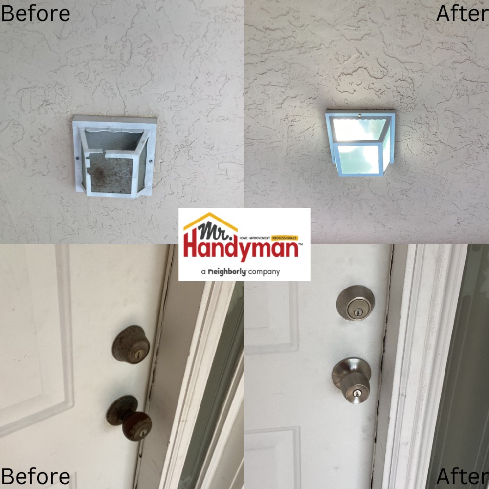Installed new door lock and porch light.