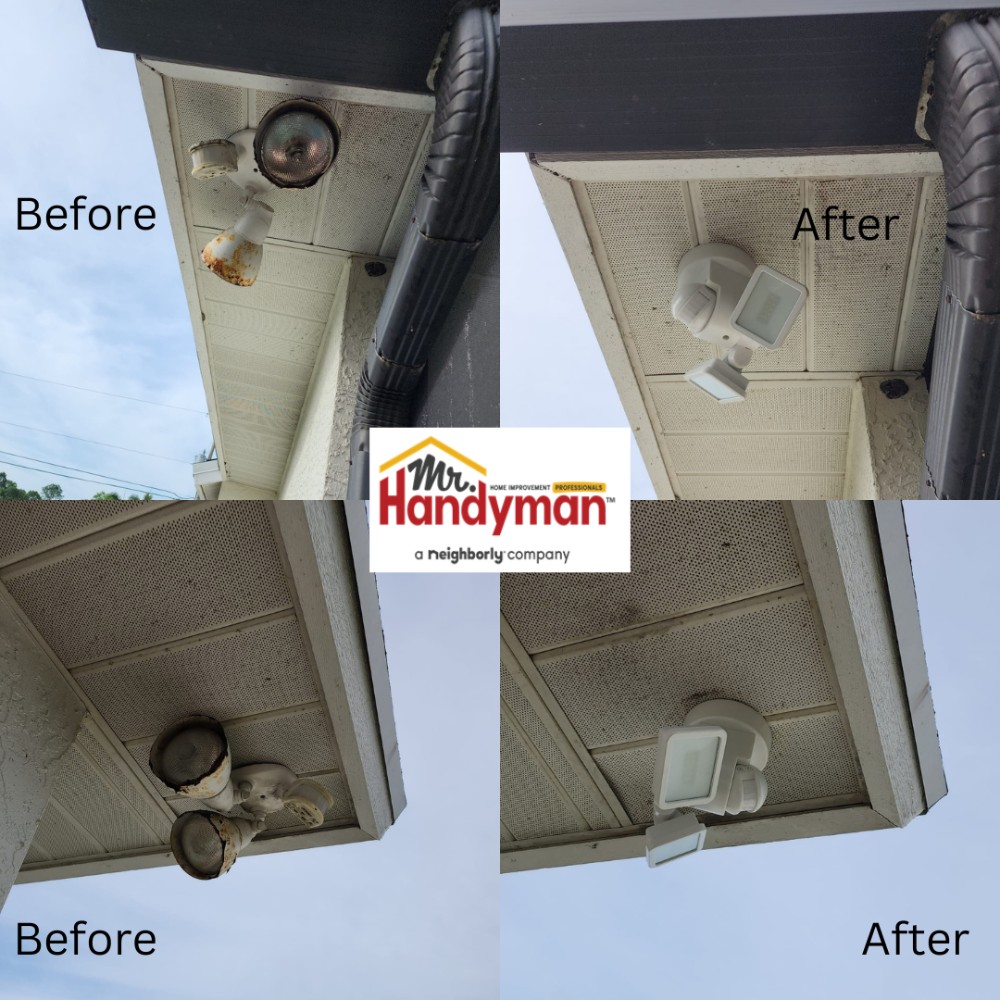 Installed new exterior floodlights.
