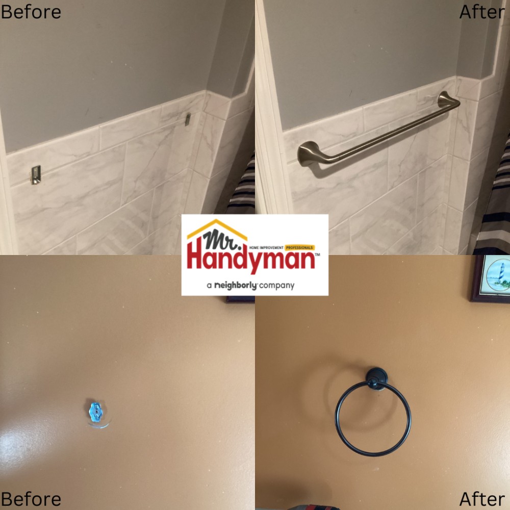 Installed towel holder.