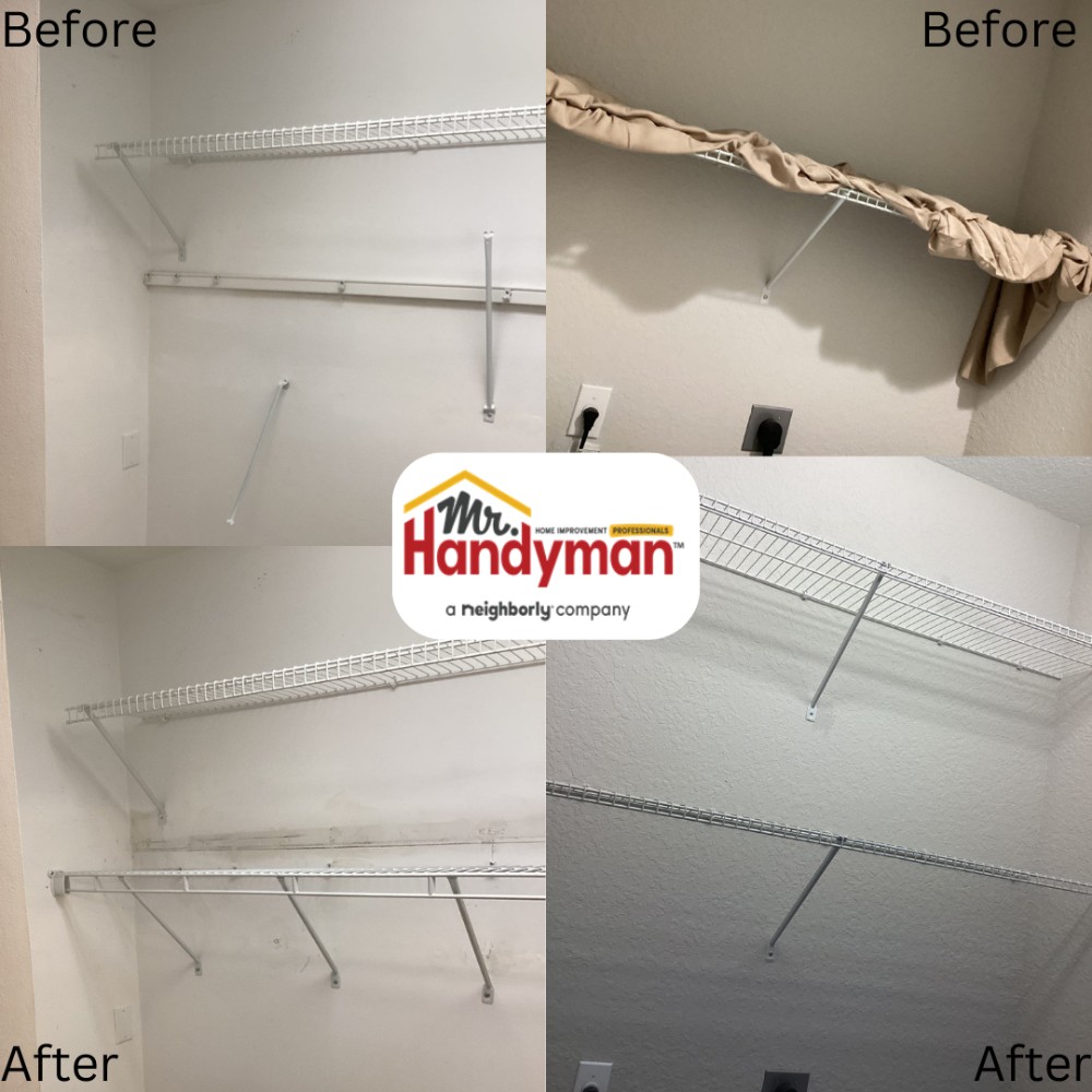 Installed wire shelving.