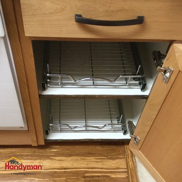 Professionally installed racks inside a Vancouver customer's kitchen cabinets
