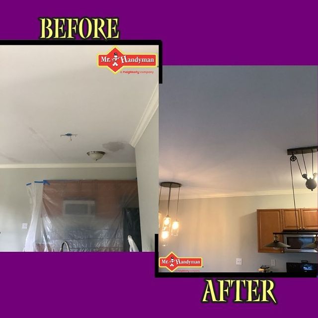 Water damage in kitchen ceiling repair