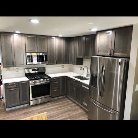 Remodeled kitchen with stainless steel appliances