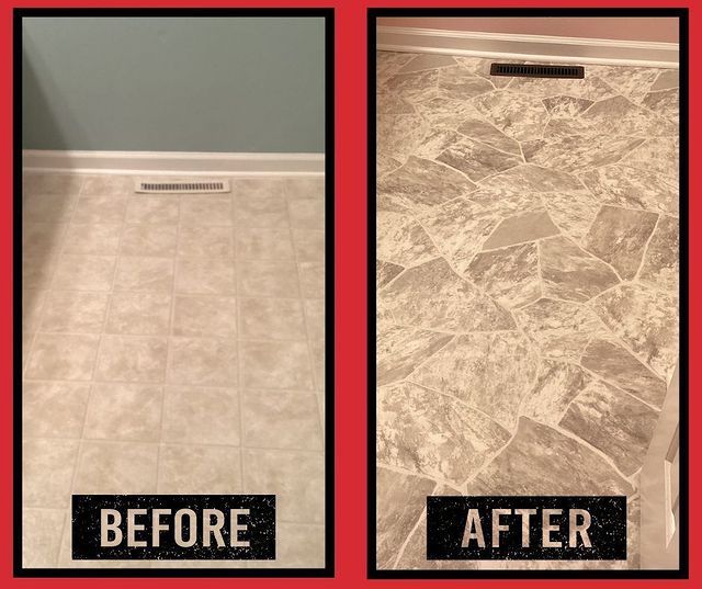 Laminate Flooring Replacement Before & After.