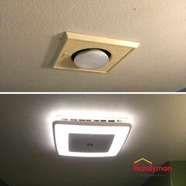 Before and after a modern fixture replaced an older version.