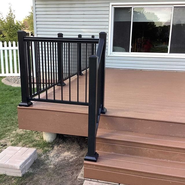 New railing and new composite boards to a remodeled deck