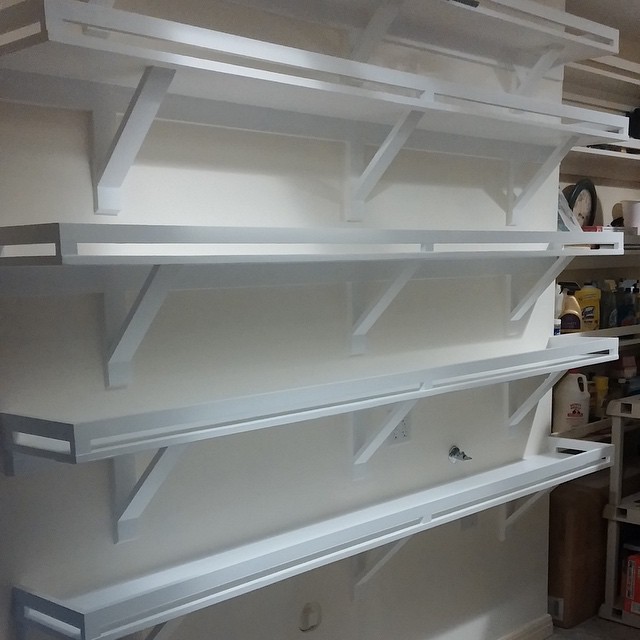 White garage shelving.