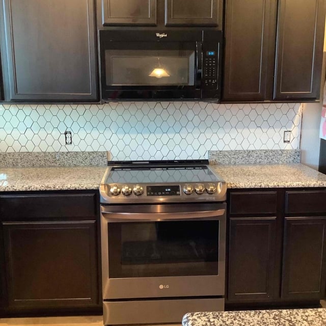 Results of a new kitchen backsplash installation.